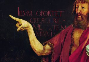 Isenheimer Altar (Detail) des Arms von Johannes dem Täufer, Altar geschlossen von Matthias Grünewald